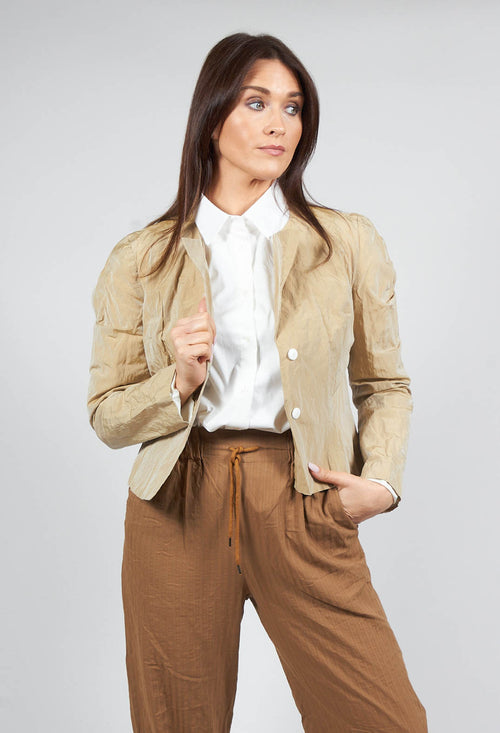 Collarless Jacket in Miele