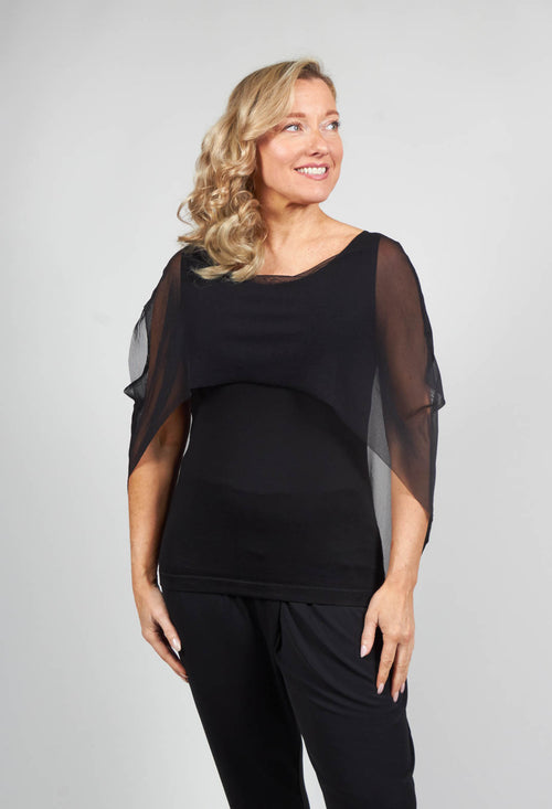 Wide Neck Top in Black