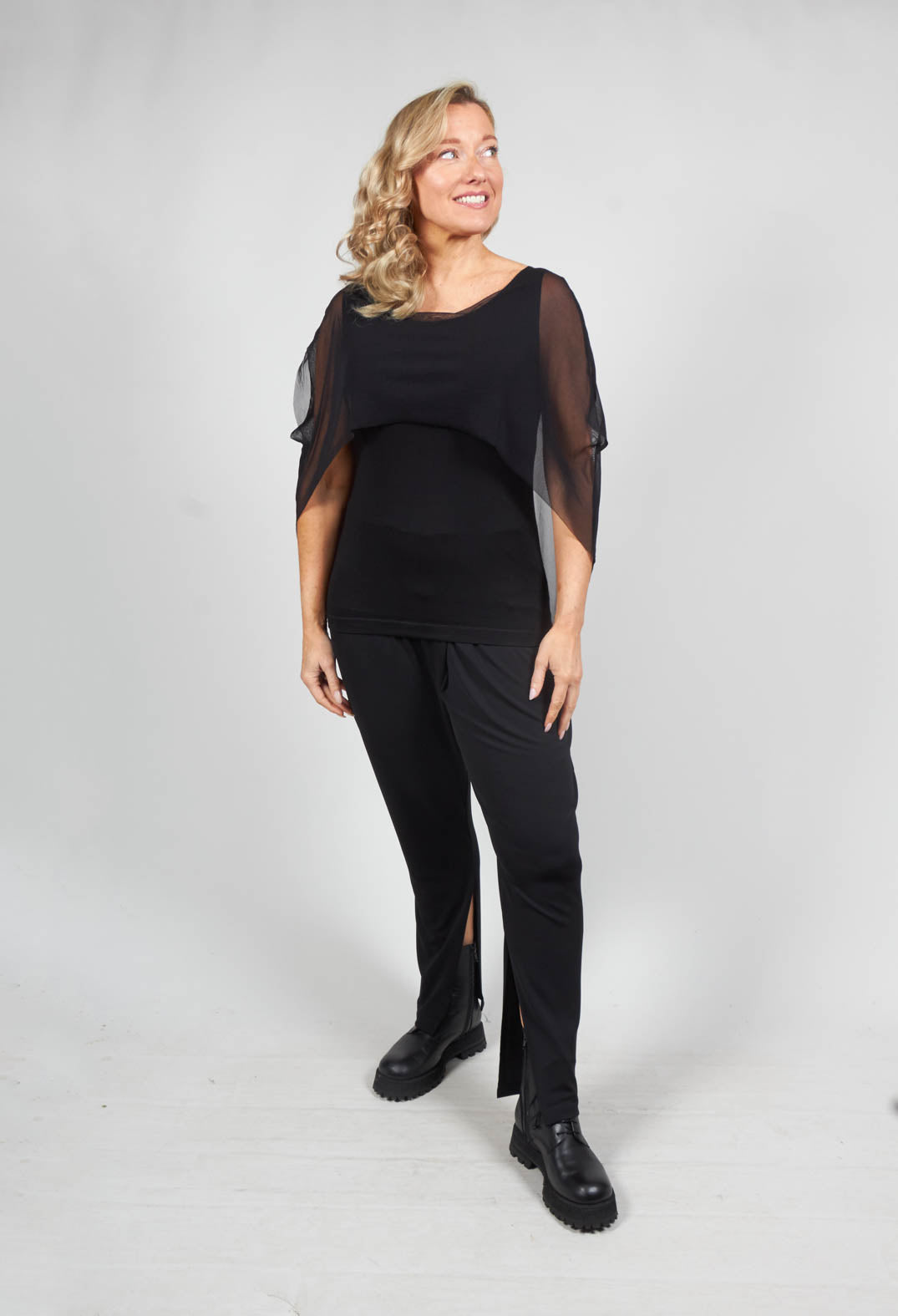 Wide Neck Top in Black