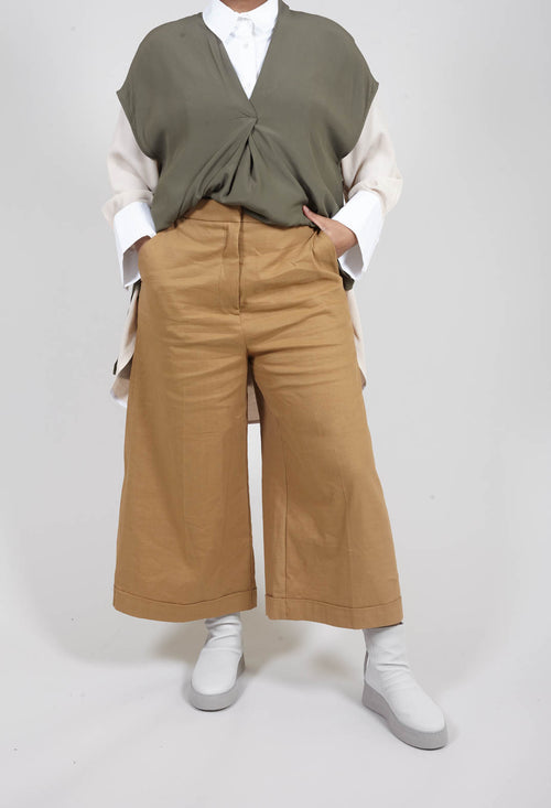 Cropped Wide Leg Trousers in Bobtail Bronzo