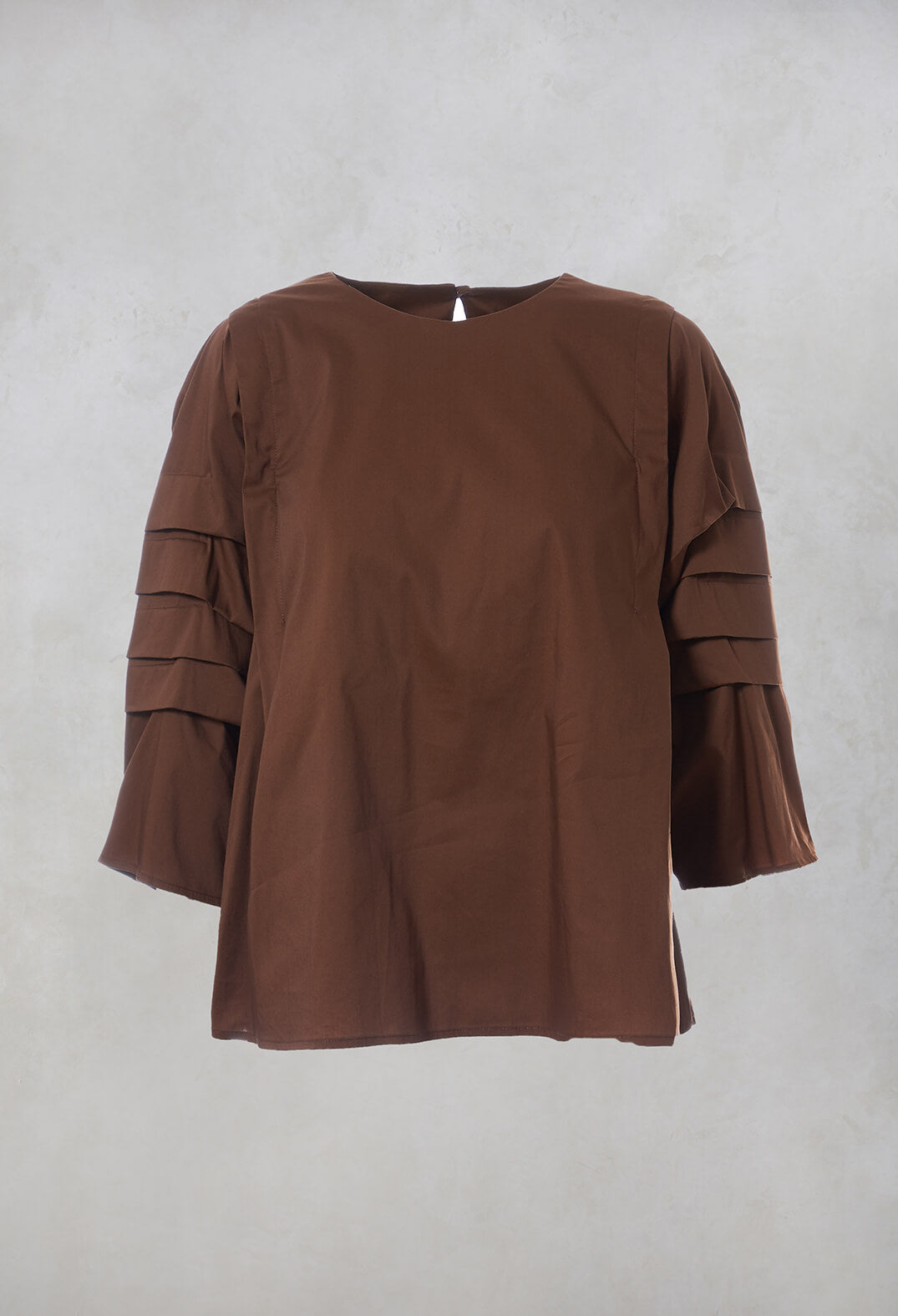 3/4 Pleated Sleeved Top in Cuoio