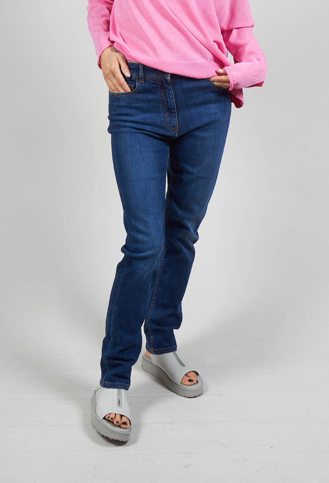 Straight Leg Denim Jeans in Blue