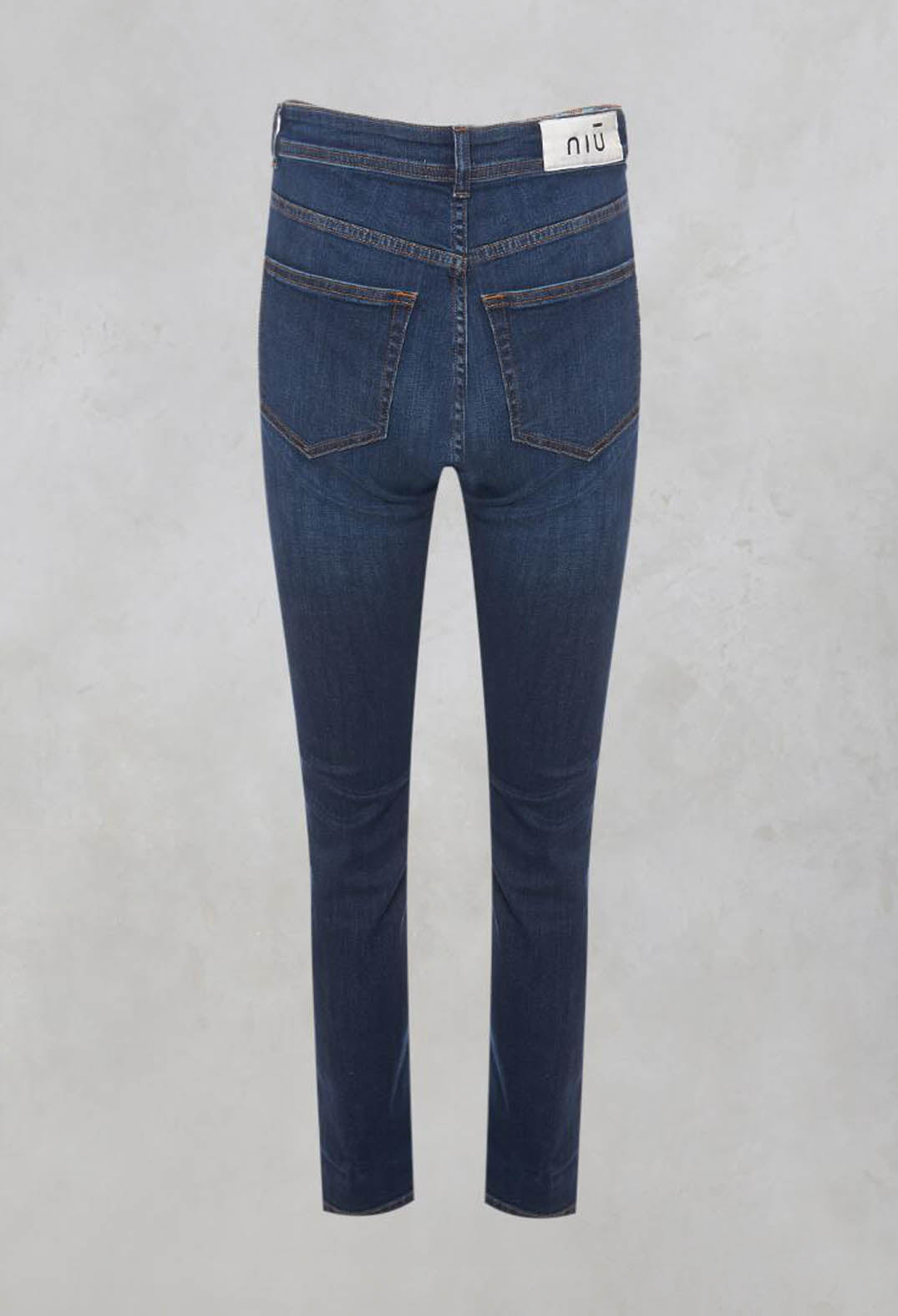 Straight Leg Denim Jeans in Blue