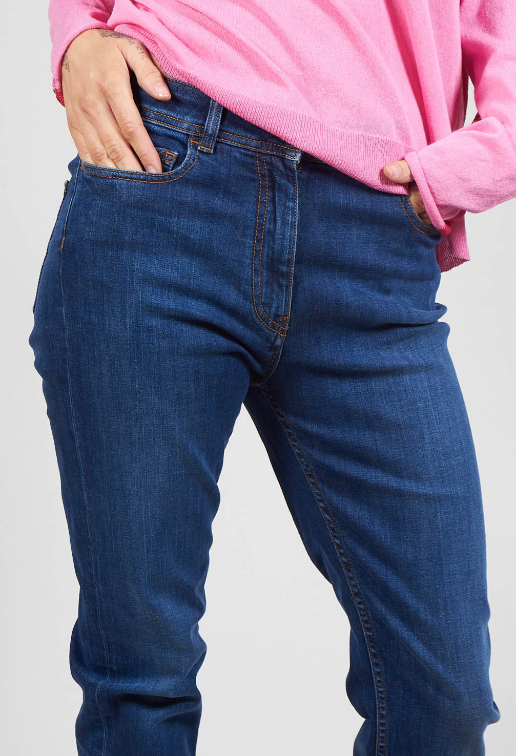 Straight Leg Denim Jeans in Blue