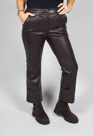 leather trousers in espresso brown with front pockets