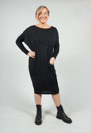 Speckled Midi Dress Afra in Black / Silver