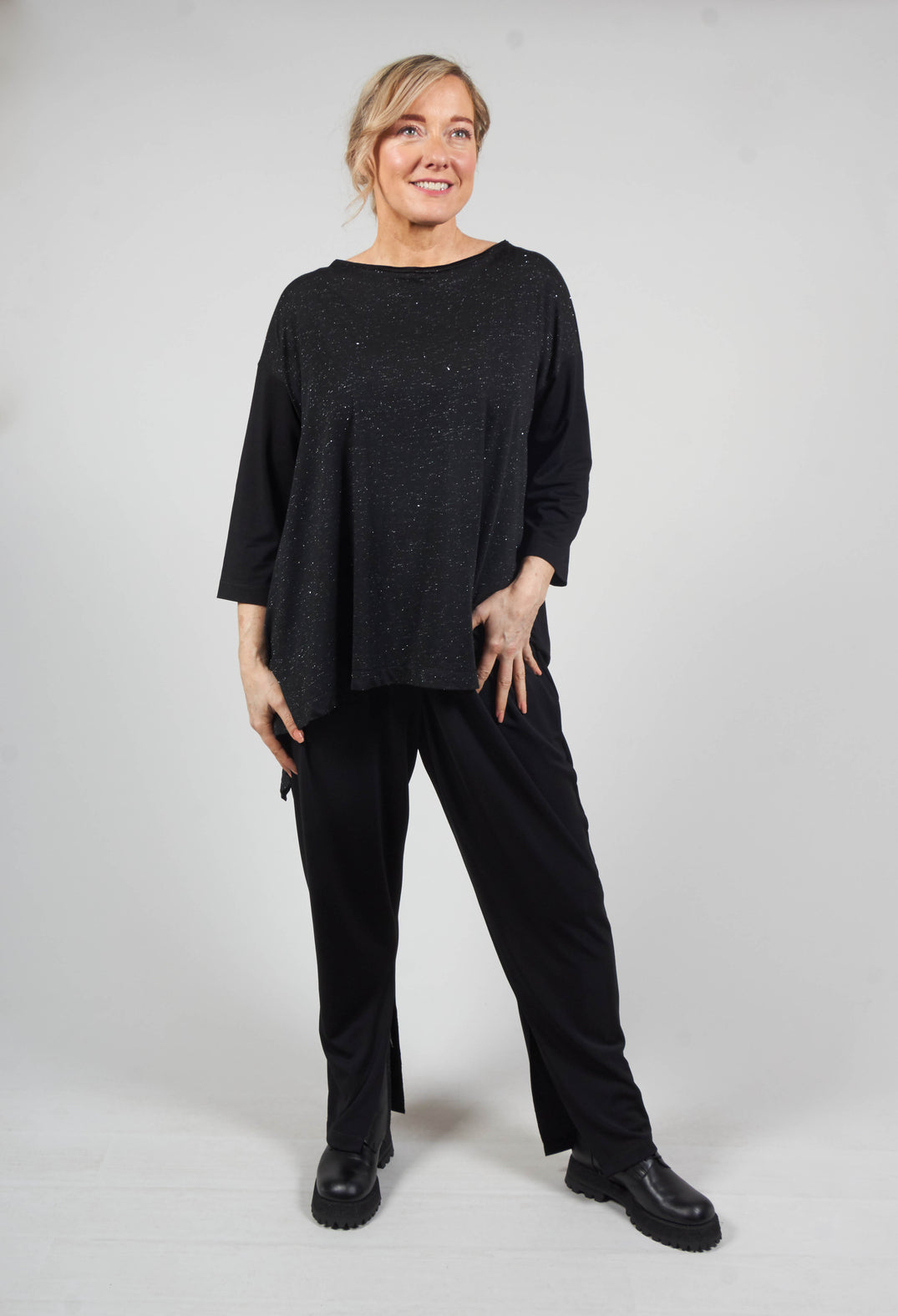 Speckled Top Shirt Loar in Black / Silver