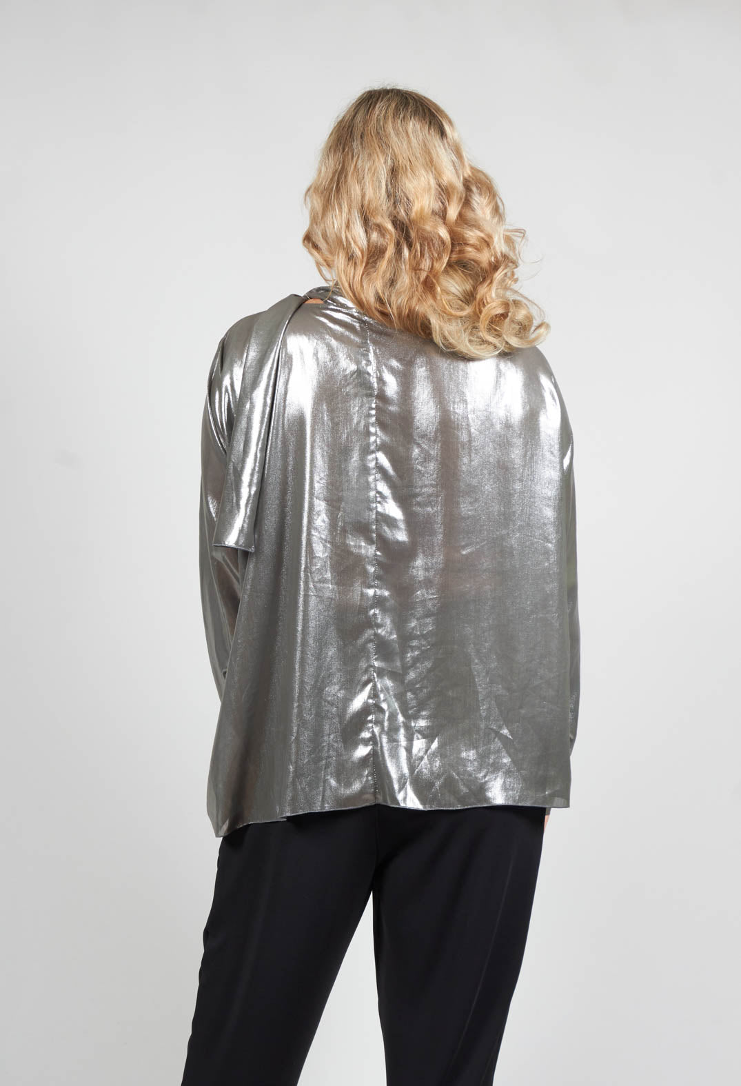Asymmetric Blouse Clea in Silver / Khaki