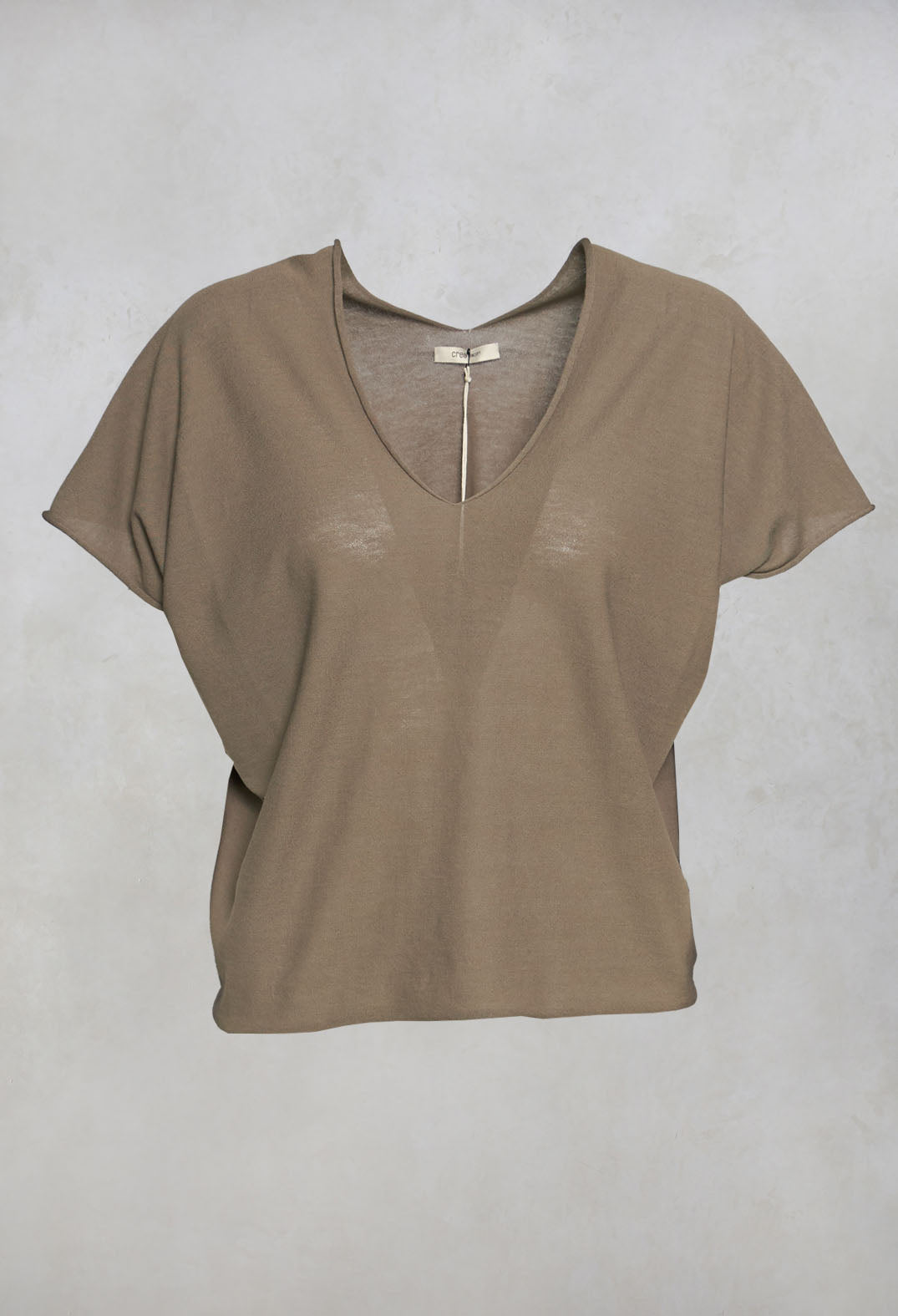 Boxy V-Neck Top in Army