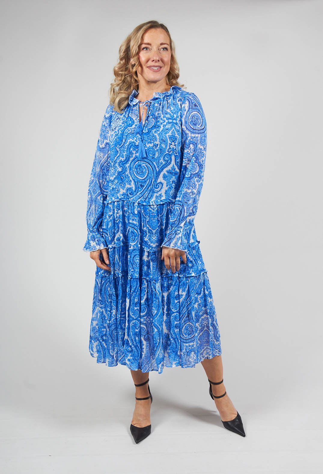 Viola Dress in Paisley Blue