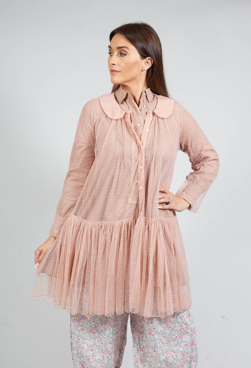 Marie Mesh Peplum Jacket in Rose