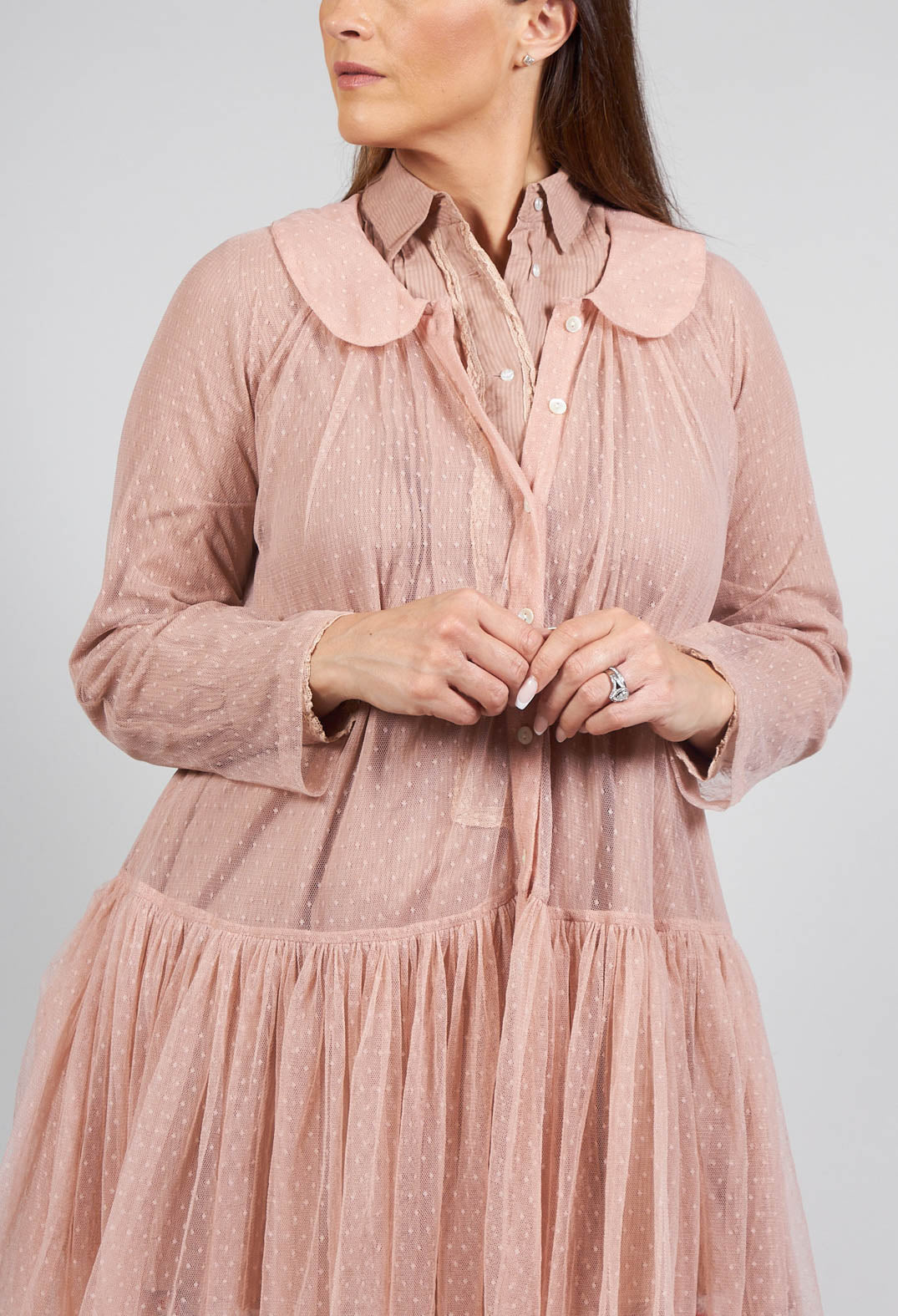 Marie Mesh Peplum Jacket in Rose