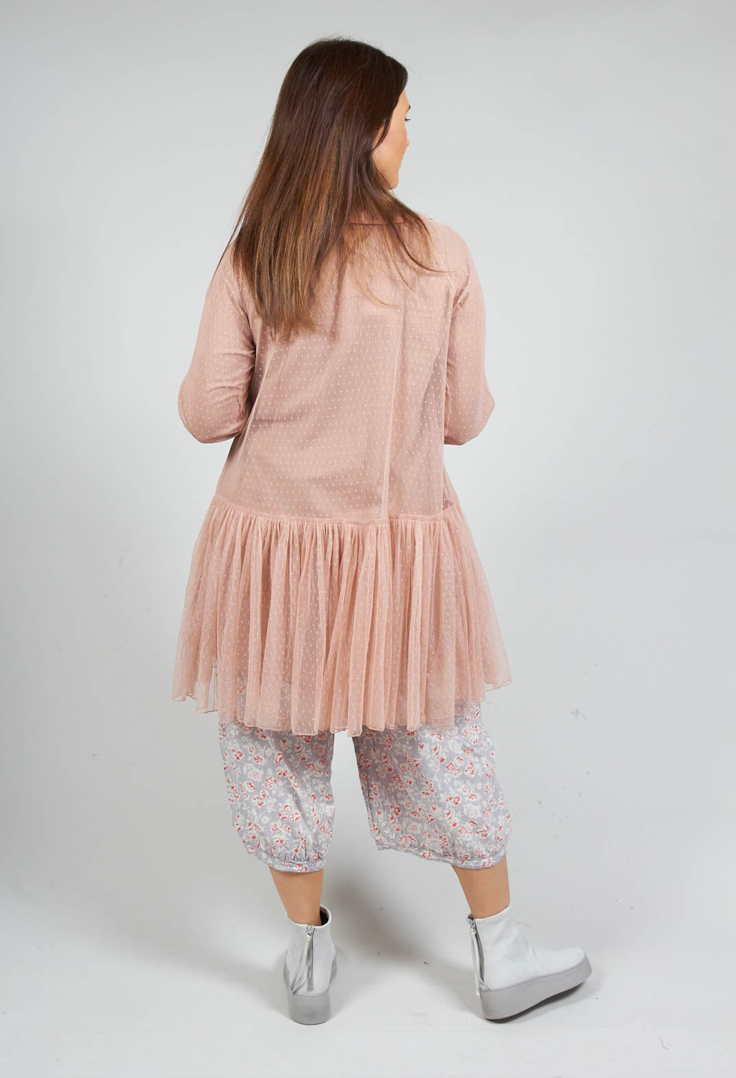 Marie Mesh Peplum Jacket in Rose