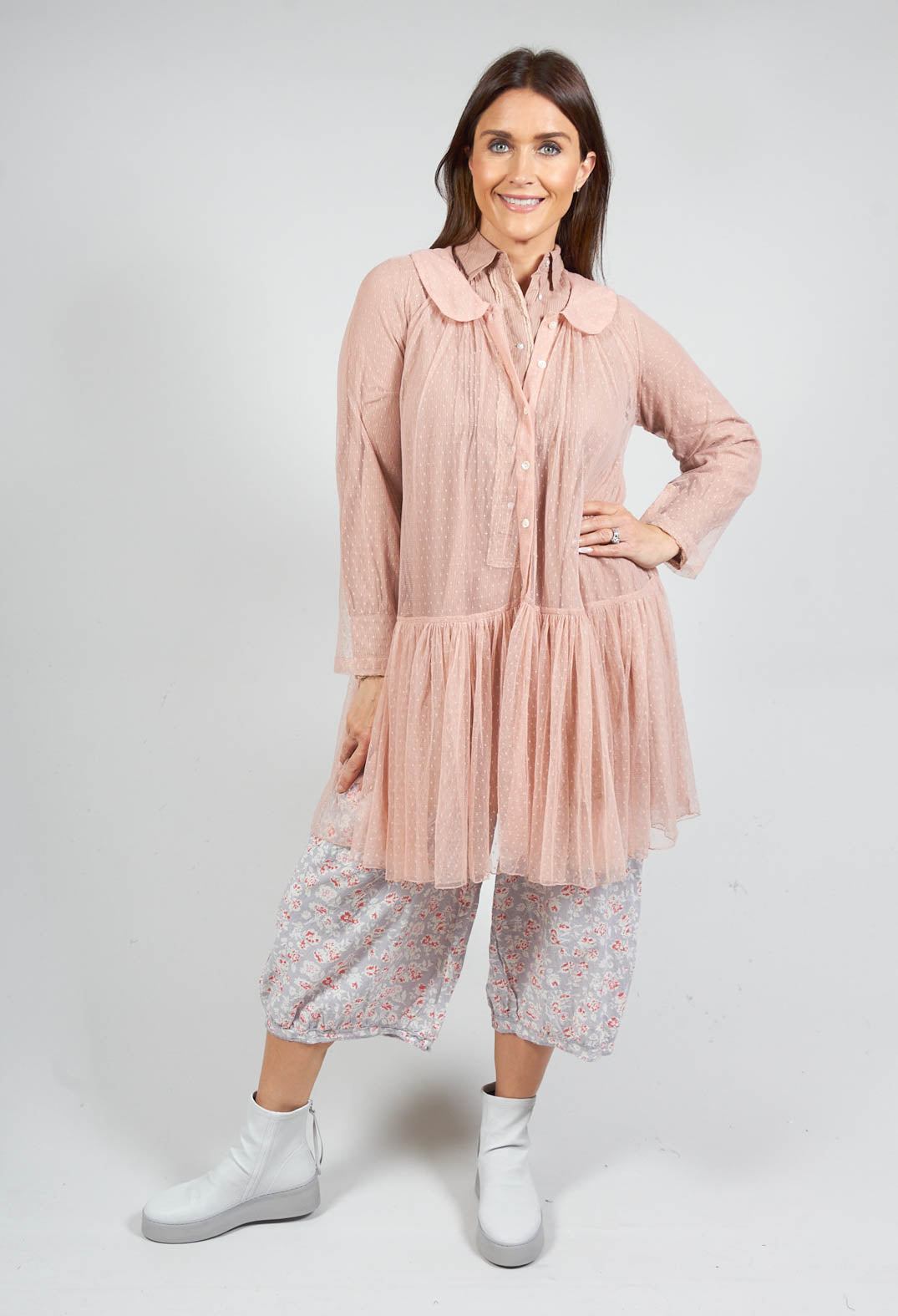 Marie Mesh Peplum Jacket in Rose