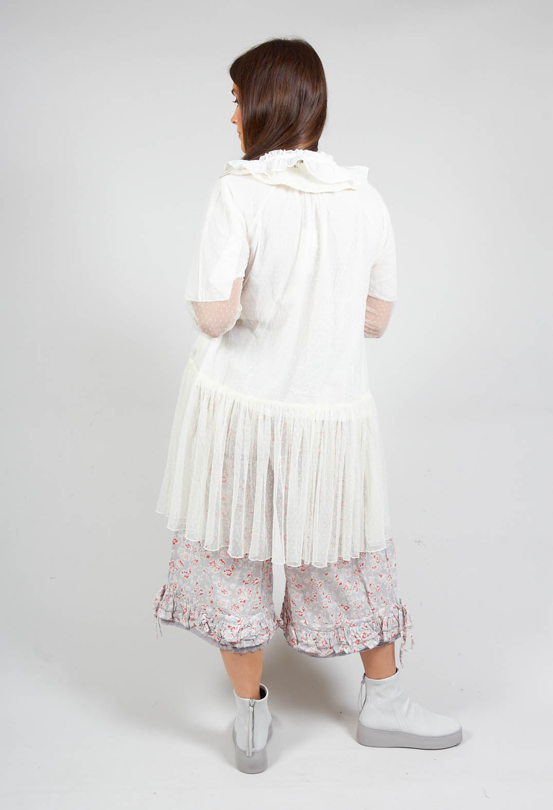 Marie Mesh Peplum Jacket in Ecru