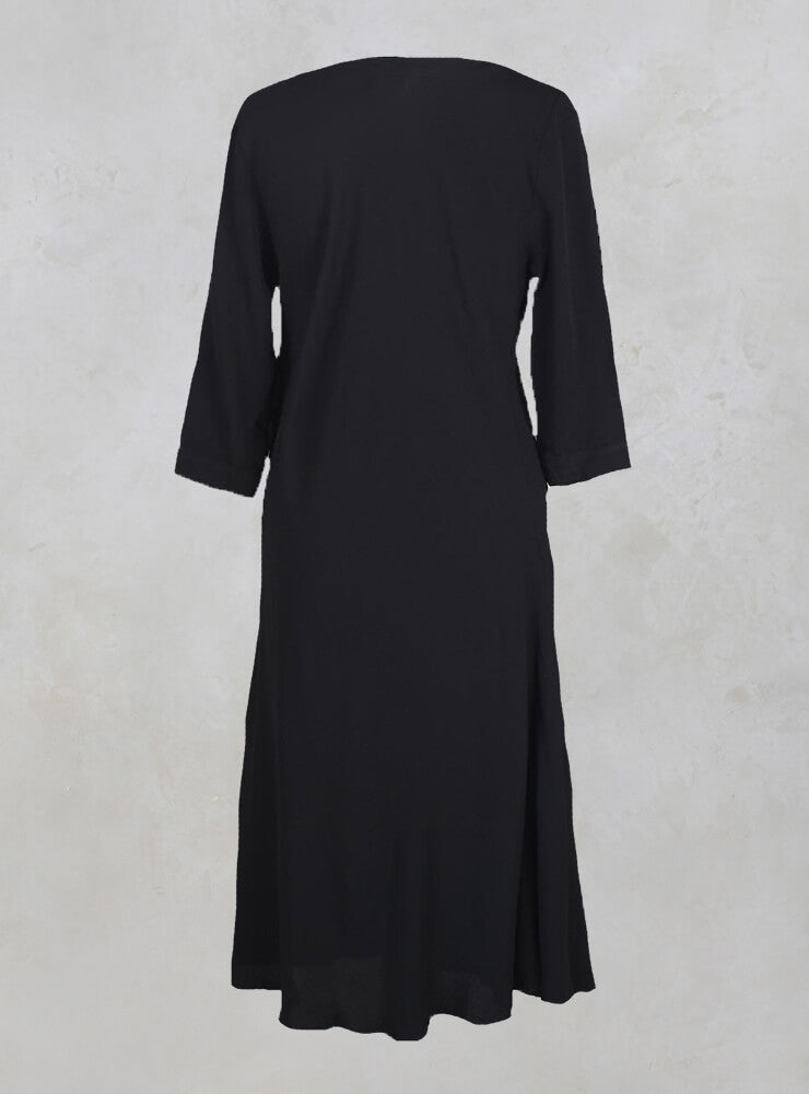 Drape Front Dress in Black