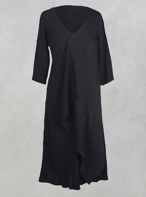 Drape Front Dress in Black