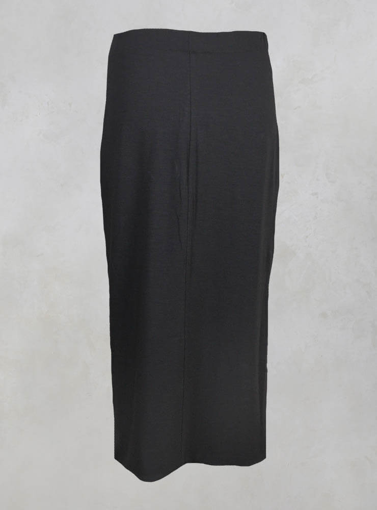 Mid Length Skirt with Elasticated Waistband in Charcoal