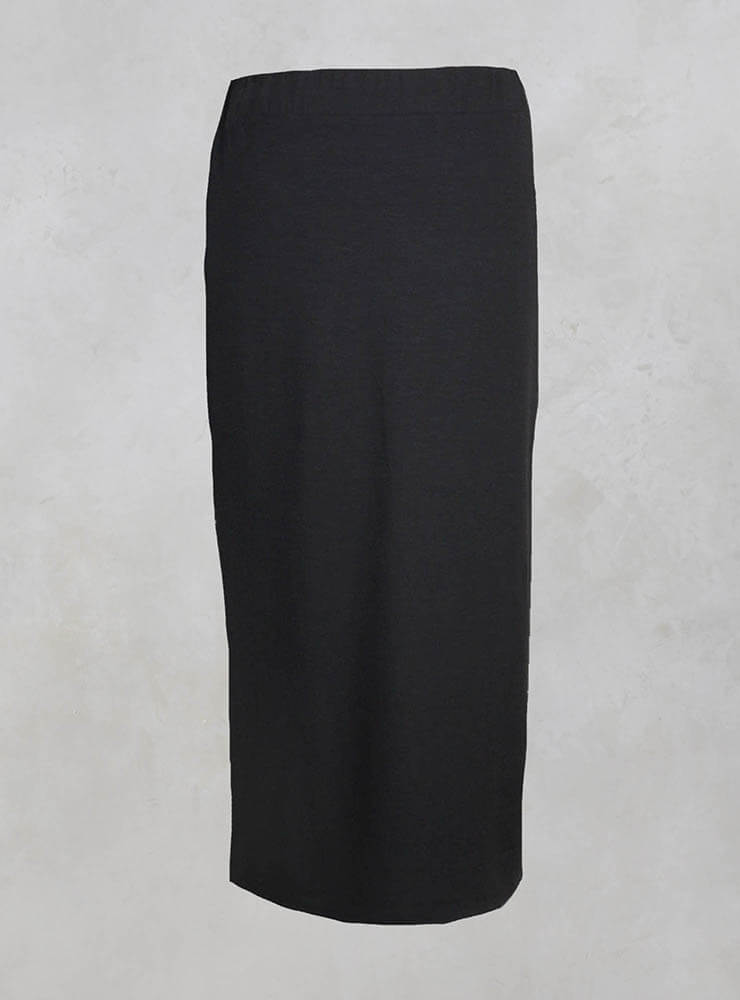 Mid Length Skirt with Elasticated Waistband in Charcoal