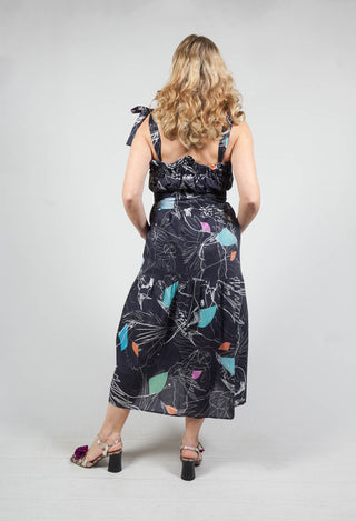 Strappy Dress in Print Birds Ground Black