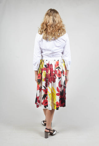 Printed A-Line Dress in White/Floral Jungle