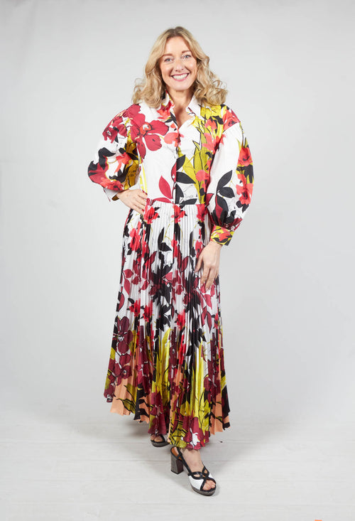 Pleated Shirt Dress in Idem/Floral Jungle