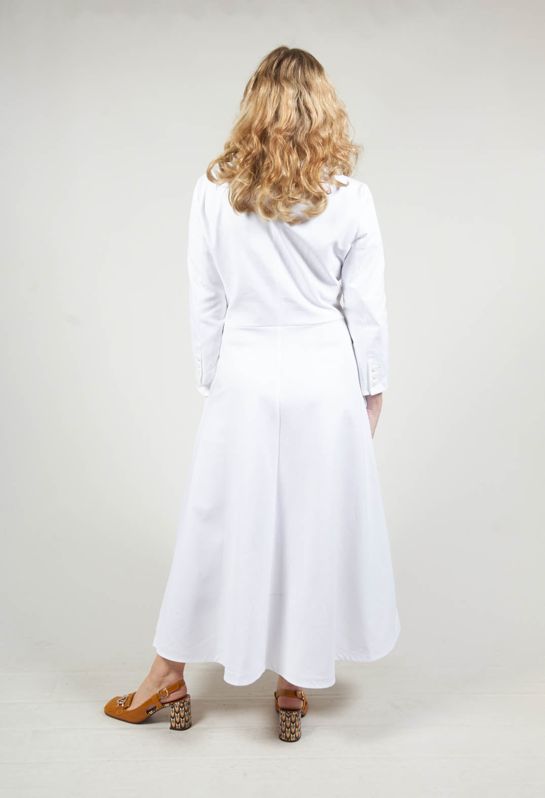 3/4 Sleeve A-Line Dress in White