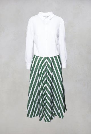 A-Line Dress in Green/White