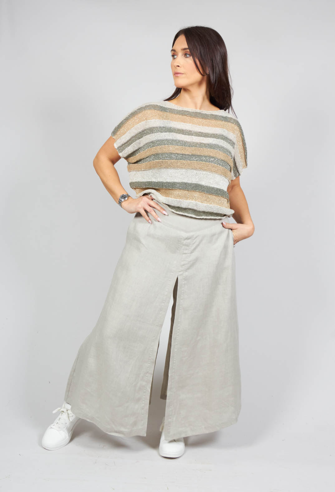Wide Leg Trousers in Beige
