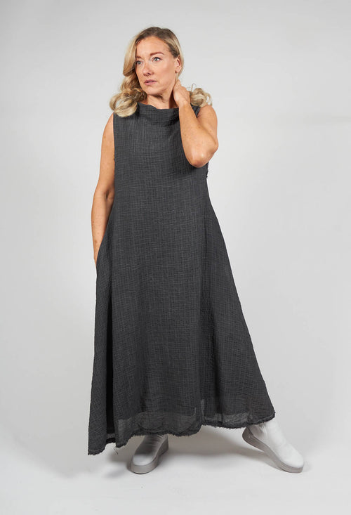 Sleeveless Maxi A White Dress in Dyed Black