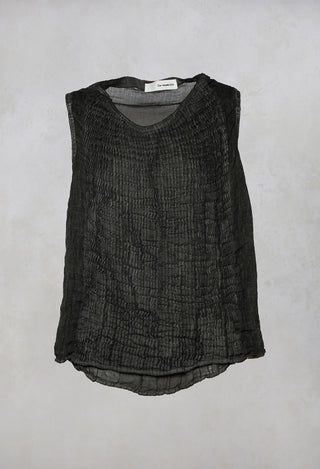 Ruffled Sleeveless Top in Black