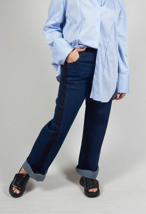 Wide Leg Denim Jeans in Aragonite Indigo