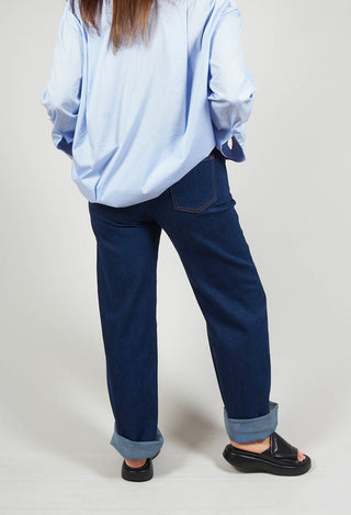 Wide Leg Denim Jeans in Aragonite Indigo
