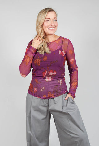 Printed Mesh Top in Ciclamino