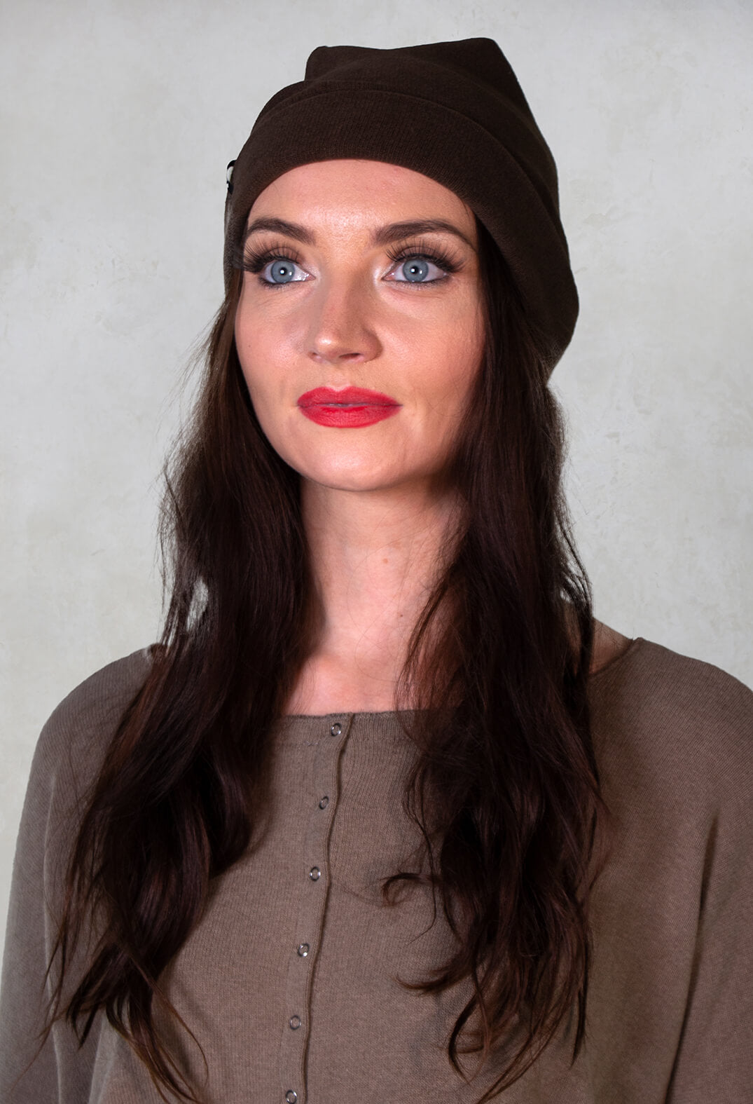 Beanie Style Hat in Moka