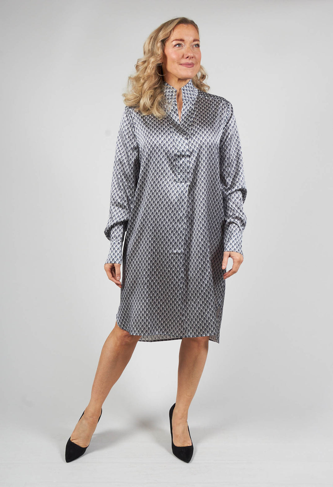 Natelina Dress with Standing Collar