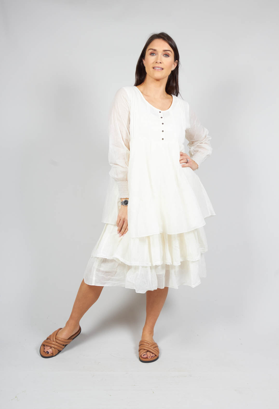 Samoa Voile Dress in Ecru