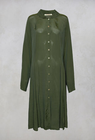 Globusen Silk Coat Dress in Avocado Green