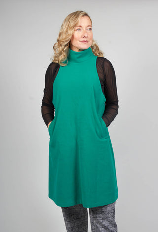 Sleeveless Paik Dress With Back Zip Detail In Turqoise Green