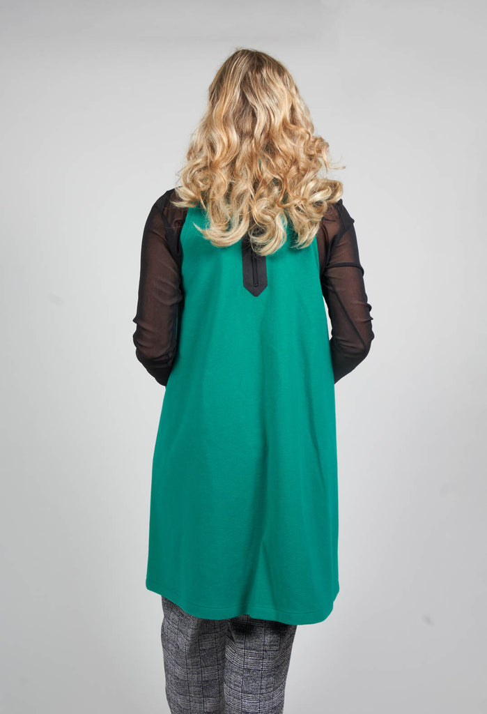 Sleeveless Paik Dress With Back Zip Detail In Turqoise Green