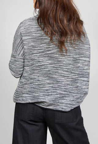 Zip Front Cardigan with Black and Grey Print Fabric
