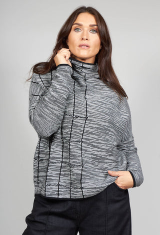 Zip Front Cardigan with Black and Grey Print Fabric
