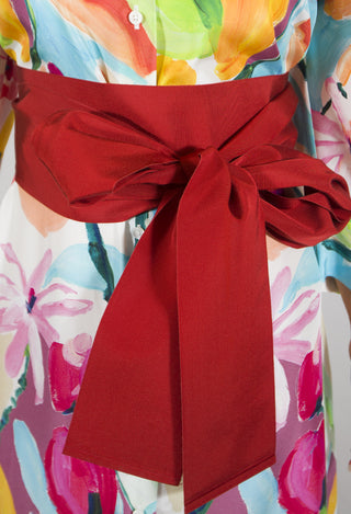 Long Length Wrap Around Tie Belt in Brick