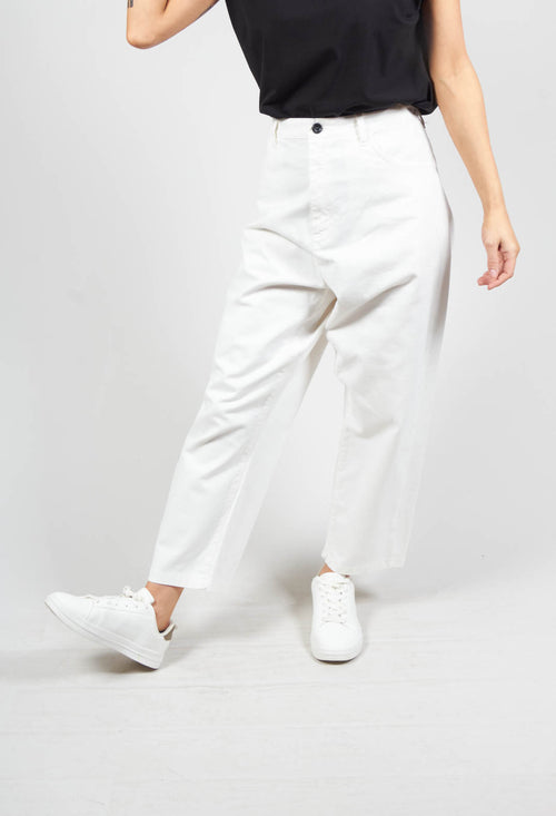 Straight Leg Jeans with Patch Pockets in Off White