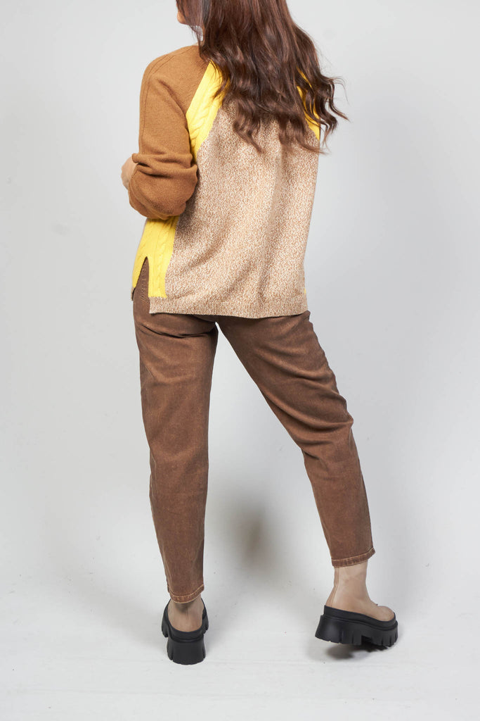 brown colourblock jumper