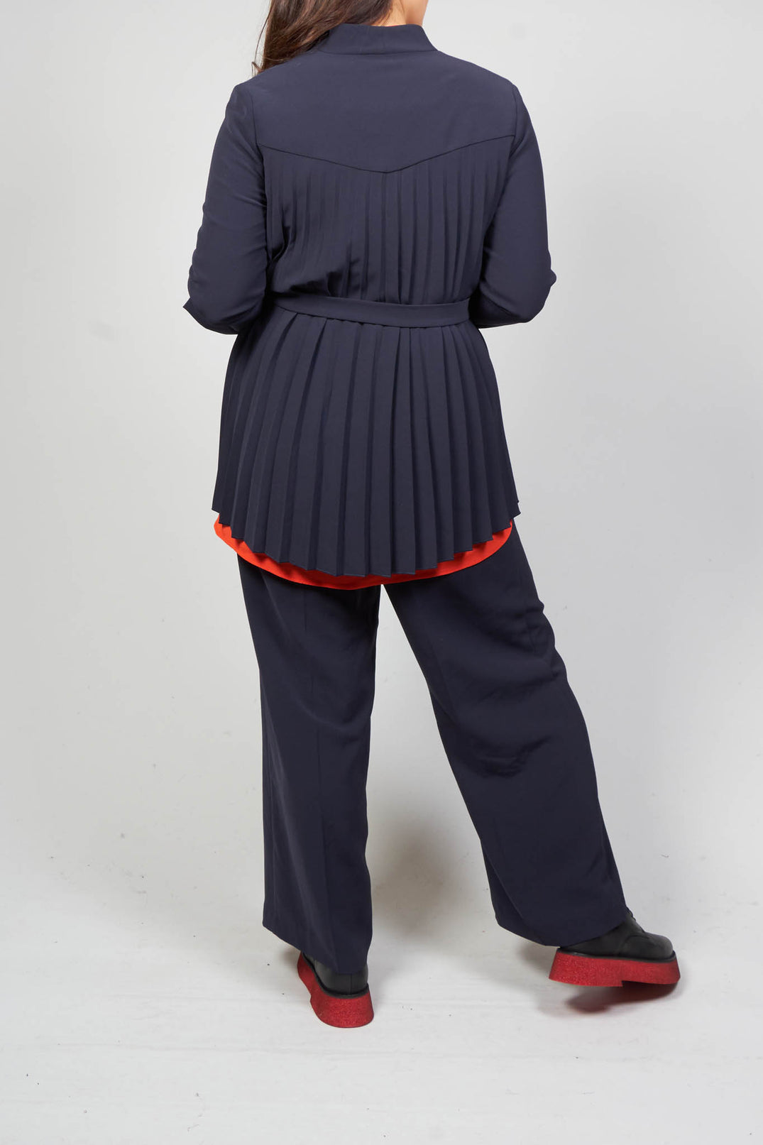 High Waisted Tailored Trousers in Navy
