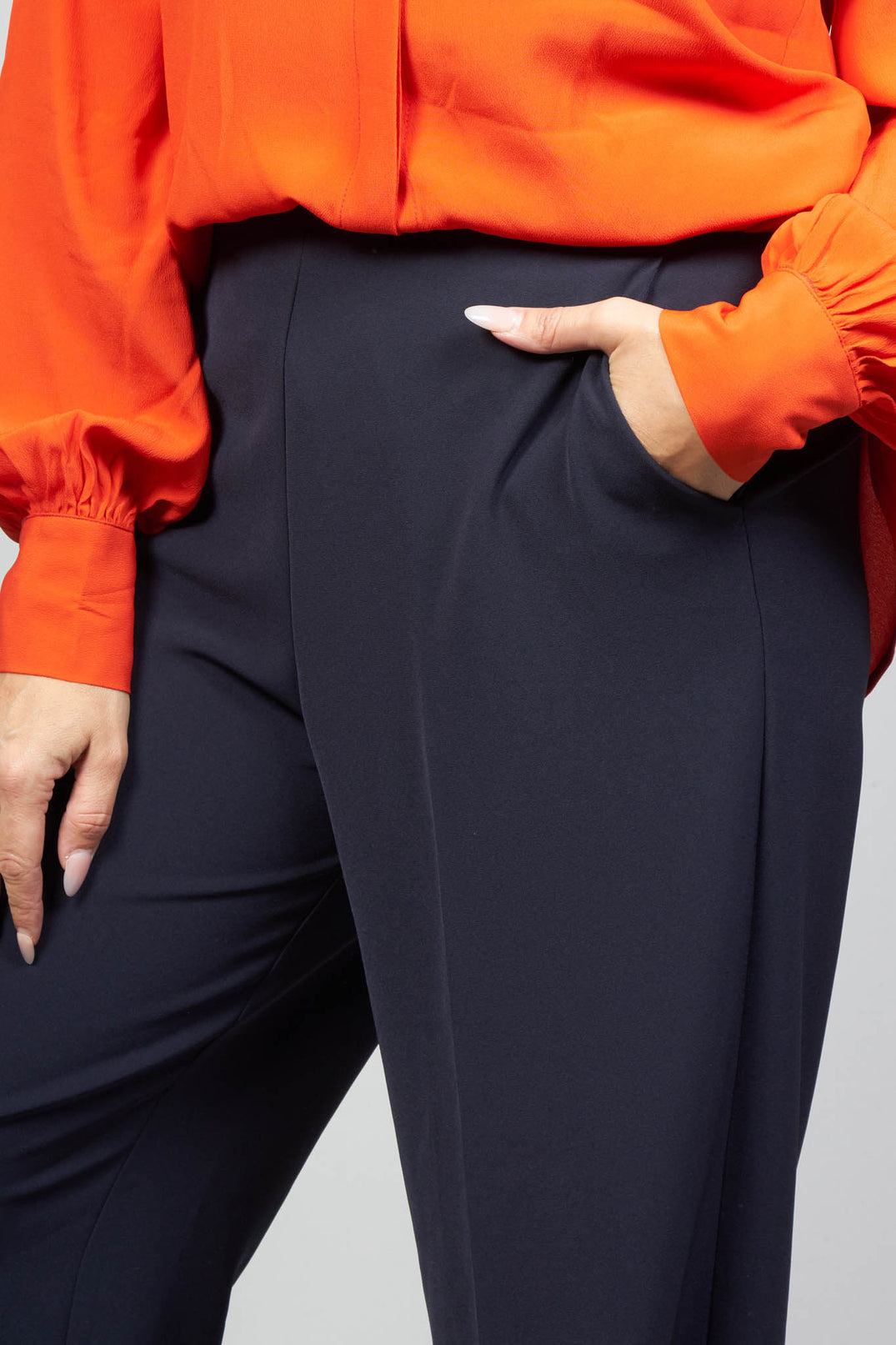High Waisted Tailored Trousers in Navy