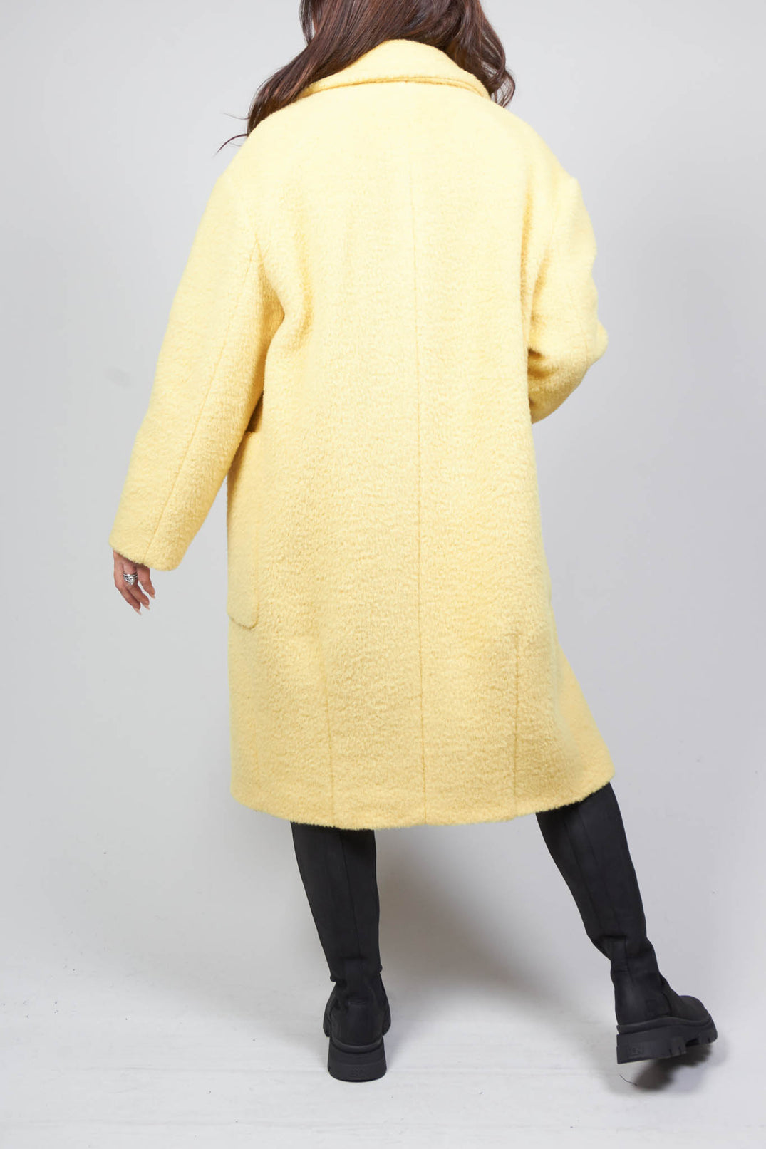 longline wool coat in cream yellow