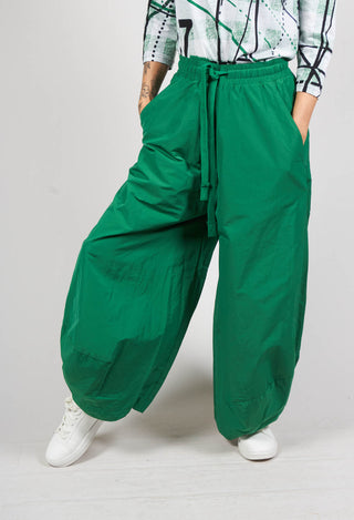 Wide Tulip Shape Trousers with Elasticated Waist in Apple