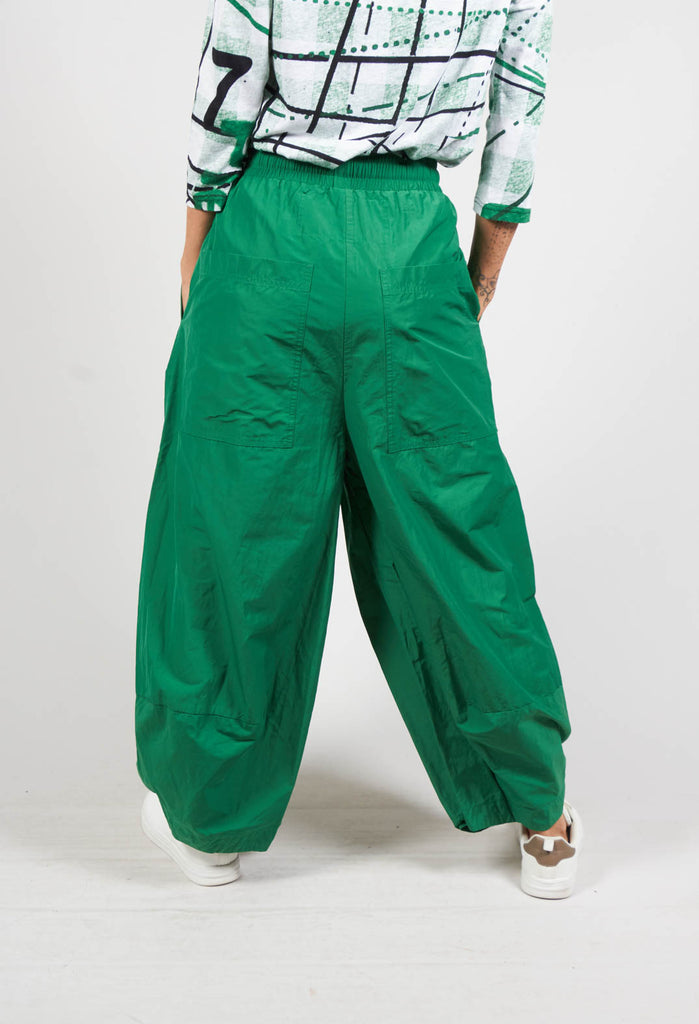 Wide Tulip Shape Trousers with Elasticated Waist in Apple